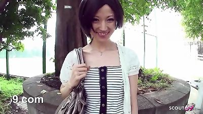 lean korean nubile tricked to deep-throat Strangers manhood in Car